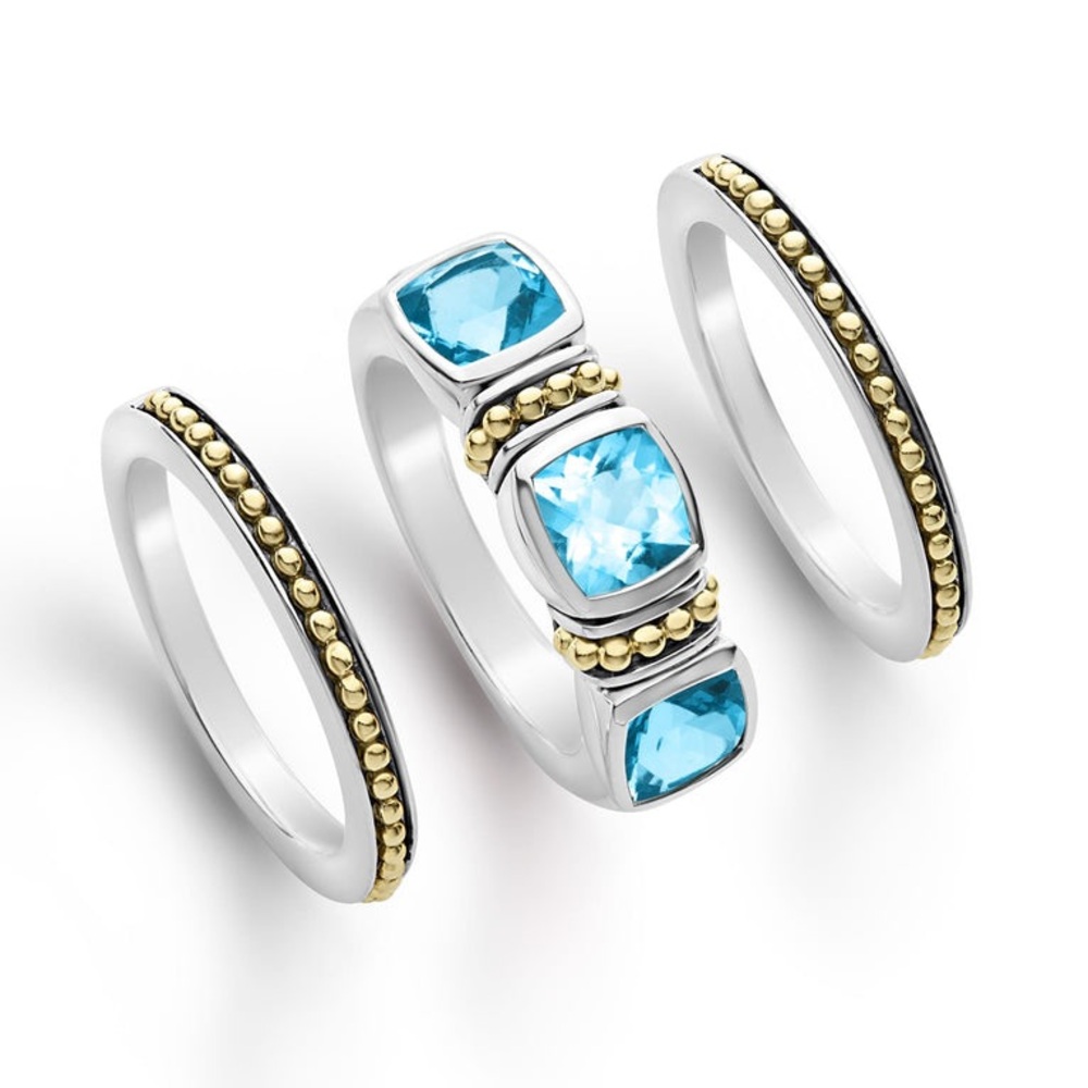LAGOS RITTENHOUSE Swiss Blue Topaz Stacking Rings - Picture 2 of 11